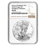 2020 (P) 1 oz Silver American Eagle NGC MS 69 Emergency Production