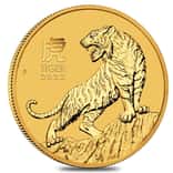 2022 1/2 oz Gold Lunar Year of The Tiger BU Australia Perth Mint In Cap