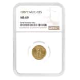 1987 1/10 oz $5 Gold American Eagle NGC MS 69