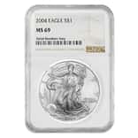 2004 1 oz Silver American Eagle $1 Coin NGC MS 69