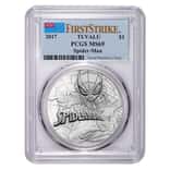 2017 1 oz Tuvalu Spiderman Marvel Series Silver Coin PCGS MS 69 First Strike (Flag Label)