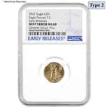 2021 1/10 oz Gold American Eagle Type 2 NGC MS 69 ER Mint Error (Obv Struck Thru)