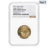 2021 1/2 oz Gold American Eagle Type 2 NGC MS 69 Mint Error (Rev Struck Thru)