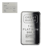 1 oz Credit Suisse Platinum Bar .9995 Fine (w/Assay)