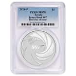 2020 1 oz Tuvalu James Bond 007 Silver Coin PCGS MS 70 FDOI