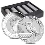 Lot of 100 - 2022 1 oz Silver Australian Kookaburra Perth Mint .9999 Fine BU In Cap (5 Rolls, Box of 100)