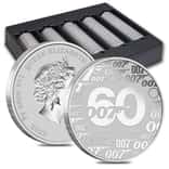 Box of 100 - 2022 1 oz Tuvalu James Bond - 60 Years of Bond Silver Coin .9999 Fine BU In Cap (Lot, 5 Rolls of 20)