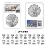 Lot of 20 - 2024 (P) Star Privy 1 oz Silver American Eagle NGC MS 70 ER Mountain
