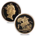 1985 Great Britain Queen Elizabeth II 5 Pound Gold Coin In Cap
