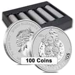 Box of 100 - 2022 1 oz Tuvalu The Simpsons Season's Greetings Silver Coin .9999 Fine BU In Cap