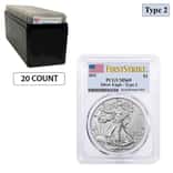 Lot of 20 - 2021 1 oz Silver American Eagle Type 2 PCGS MS 69 FS (Flag Label)