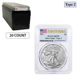 Lot of 20 - 2021 1 oz Silver American Eagle Type 2 PCGS MS 70 FS (Flag Label)