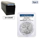 Lot of 20 - 2021 (W) 1 oz Silver American Eagle Type 2 PCGS MS 70 FDOI (West Point)