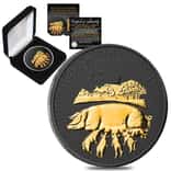2019 Great Britain 1 oz Silver Year of the Pig Coin .999 Fine Black Ruthenium 24K Gold Edition (w/Box & COA)
