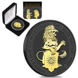 2020 Great Britain 2 oz Silver Queen's Beasts White Lion of Mortimer Coin .9999 Fine Black Ruthenium 24K Gold Edition (w/Box & COA)