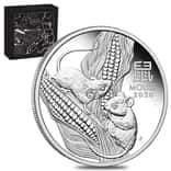 2020 1 oz Proof Silver Lunar Year of The Mouse / Rat Australian Perth Mint (w/Box & COA)