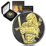 2019 1 oz Austrian Silver Robin Hood Coin .999 Fine Black Ruthenium 24K Gold Edition (w/Box & COA) - 825th Anniversary of the Austrian Mint
