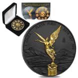 2019 1 oz Mexican Silver Libertad Coin .999 Fine Black Ruthenium 24K Gold Edition (w/Box & COA)