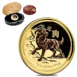 2018 1 oz Colorized Proof Gold Lunar Year of The Dog Australia Perth Mint (w/Box & COA)