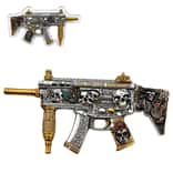 5 oz Dia de los Muertos Gun Shaped Silver .999 Fine Antiqued Finish
