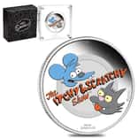 2021 1 oz Tuvalu Proof Colorized The Simpsons Itchy & Scratchy Silver Coin .9999 Fine (w/Box & COA)