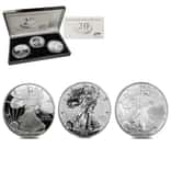2006 W/P 1 oz Silver American Eagle 3-Coin Set - 20th Anniversary (w/Box & COA)