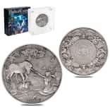 2021 Chad 2 oz Silver Mermaid & Unicorn - Mythical Creatures Series Antiqued High Relief Coin (w/Box)
