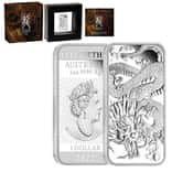 2022 1 oz Proof Silver Australian Dragon Coin Bar Perth Mint .9999 Fine (w/Box & COA)