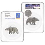 2021 Chad 1 oz Silver Bear Shaped Coin Serial #4 NGC MS 70 FDOI Antiqued High Relief