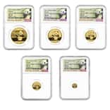 2017 1.83 oz Chinese Gold Panda 5-Coin Set NGC MS 70 FDOI