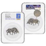 2021 Chad 1 oz Silver Bull Shaped Coin Serial #3 NGC MS 70 FDOI Antiqued High Relief