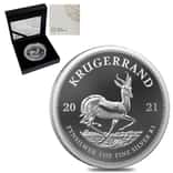 2021 South Africa 1 oz Proof Silver Krugerrand .999 Fine (w/Box & COA)