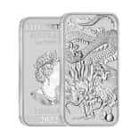2022 1 oz Silver Australian Dragon Coin Bar $1 BU