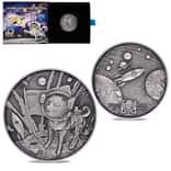 2022 Chad 2 oz Silver Doge on The Moon Antiqued High Relief Coin .999 Fine (w/Box)