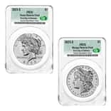 2023-S Morgan and Peace Silver Dollar Reverse Proof 2-Coin Set CAC PF 70 First Day of Delivery