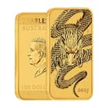 2025 1 oz Gold Australian Dragon Rectangular Coin Bar $100 BU