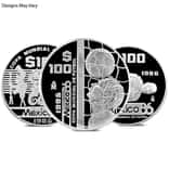 Mexico 100 Pesos 1986 FIFA World Cup Proof Silver Coin (Random Design/Year)