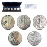 2011 1 oz Silver American Eagle 25th Anniversary 5-Coin Set (w/Box & COA)