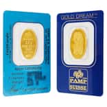 Vintage Assay - 2.5 gram Gold PAMP Suisse Lady Fortuna Oval Bar .9999 Fine