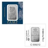 2.5 gram Palladium Bar PAMP Suisse Lady Fortuna .9995 Fine (In Assay from Multigram)