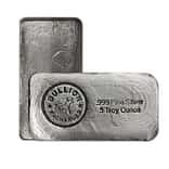5 oz Bullion Exchanges Silver Hand Poured Bar .999 Fine (Antiqued)