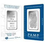 50 gram PAMP Suisse Lady Fortuna Silver Bar .999 Fine (In Assay)