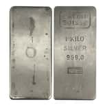 1 Kilo Credit Suisse Silver Vintage Bar .999 Fine