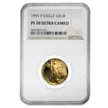 1991 P 1/4 oz $10 Proof Gold American Eagle NGC PF 70 UCAM