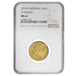 1873 S Australia Gold Sovereign Victoria Young Head NGC MS 62