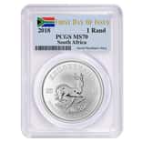 2018 South Africa 1 oz Silver Krugerrand PCGS MS 70 FDOI