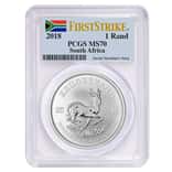 2018 South Africa 1 oz Silver Krugerrand PCGS MS 70 First Strike