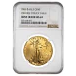2003 1 oz $50 Gold American Eagle NGC MS 69 Mint Error (Multiple Errors)
