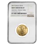 2017 1/4 oz $10 Gold American Eagle NGC MS 69 Mint Error