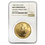 1988 1 oz $50 Gold American Eagle NGC MS 69 Mint Error 